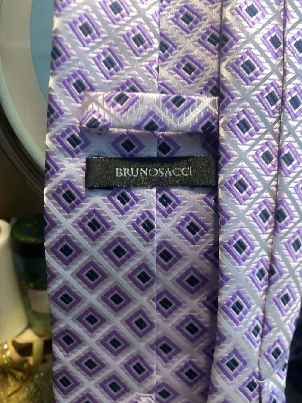Brunosacci Purple Geometric Pattern Necktie